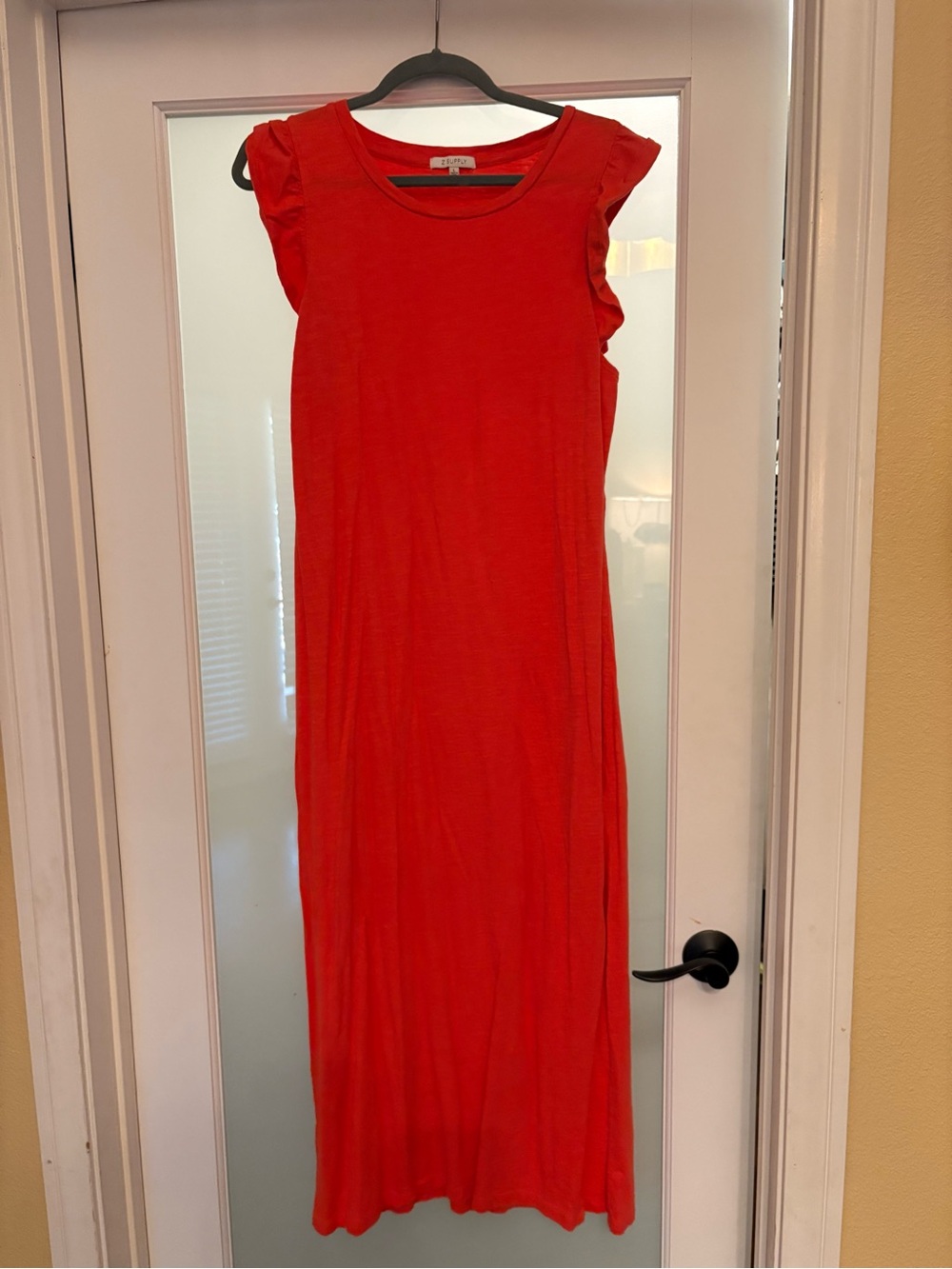 Z Supply Red Ruffle Sleeve Maxi Dress